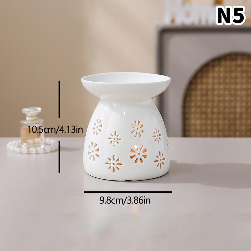 White Ceramic Incense Burner Candle Essential Oil Aromatherapy Diffuser Hollow Heating Stove Middle East Home Decor Ornament