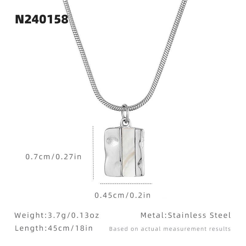 

Женское ожерелье из 14-каратного золота с ракушкой - Геометричный минималистичный дизайн из титановой стали серебро белый