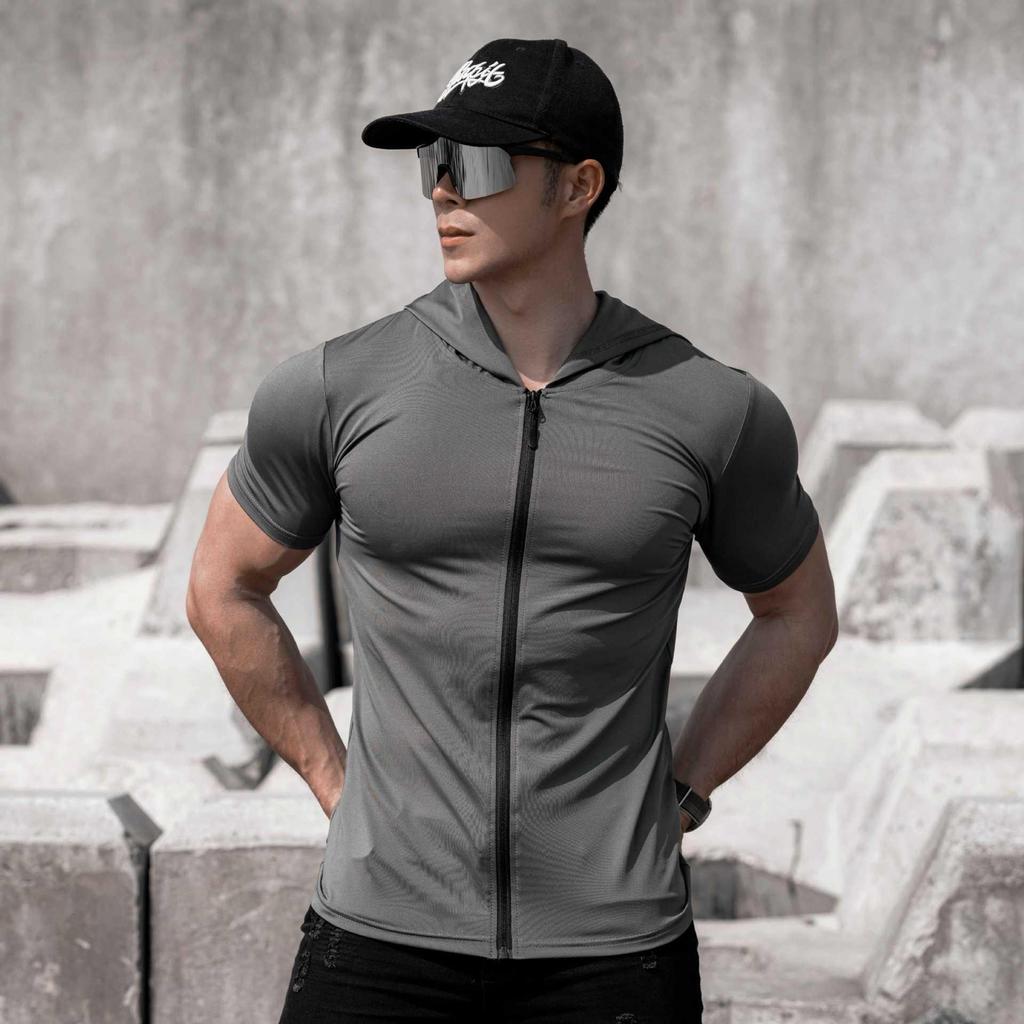 Men's Quick-Dry Slim Fit Hooded T-Shirt for Fitness & Running