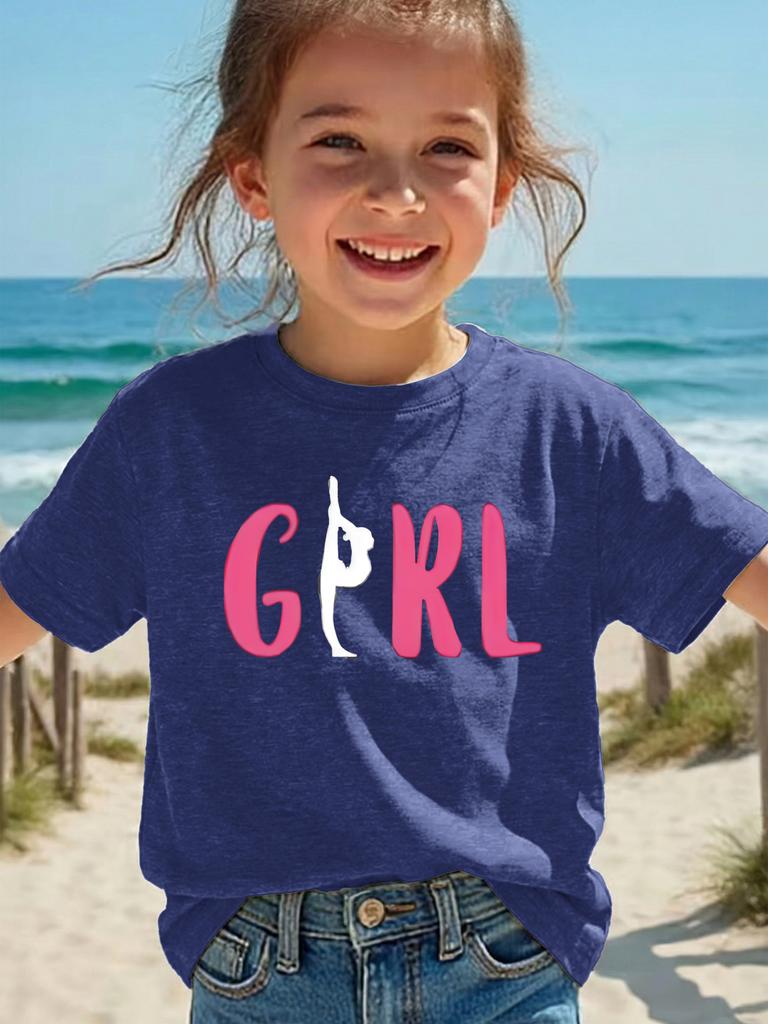 Spring and Summer Girls Casual Sports T-shirt Short-sleeved Energetic Girl Graphic T-shirt