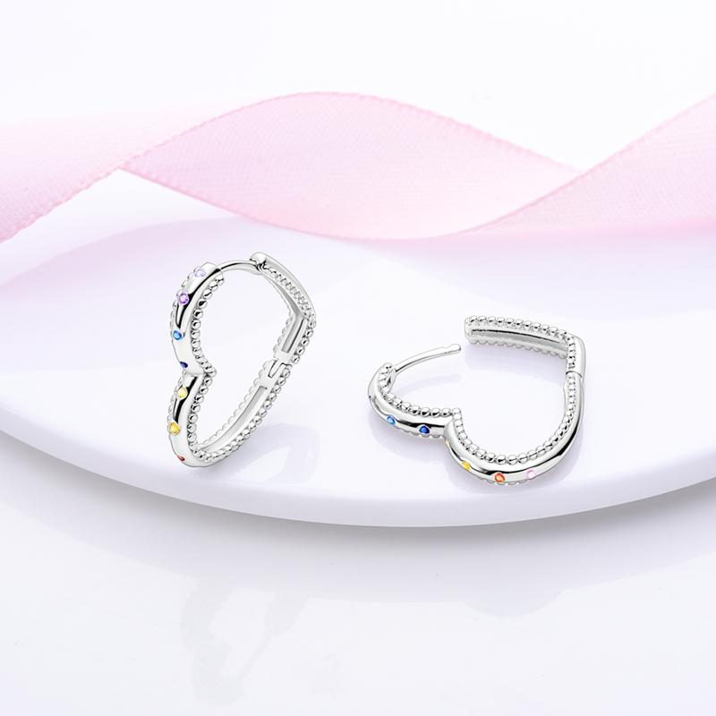 925 Silver Earrings Sparking Colorful Zirconia Hoop Earrings For Women Girls Party Anniversary Jewelry Gifts