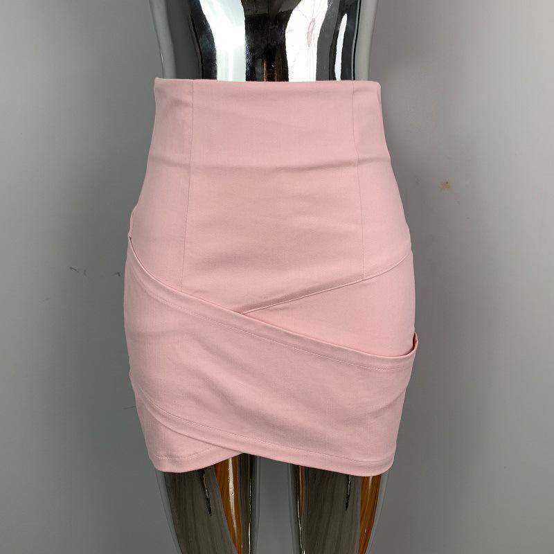 Korean Dongdaemun Elegant High-waisted Pleated Irregular Skirt for Women Small розовый