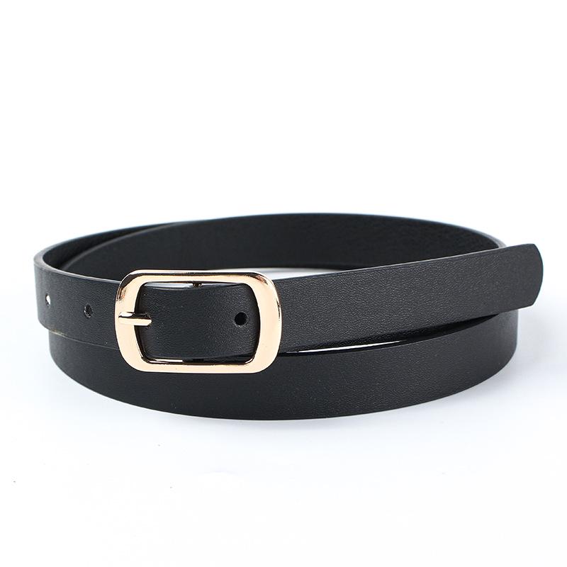 Women's Retro PU Leather Thin Black Belt - Fashionable, Versatile Decorative Waist Accessory for Jeans