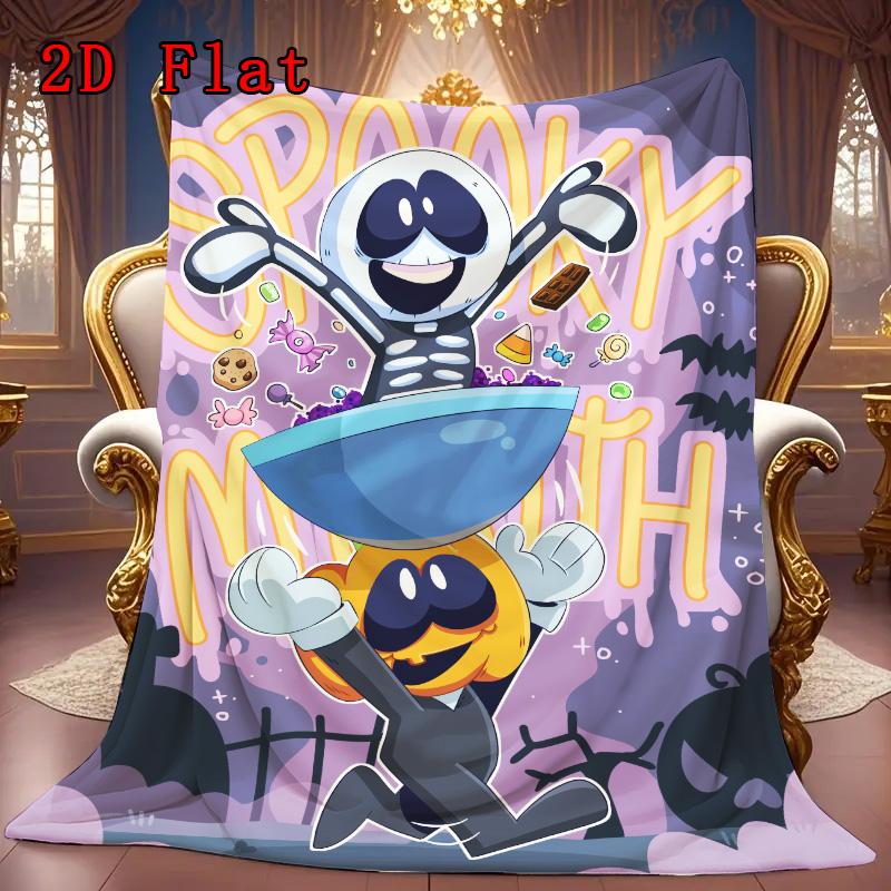 Spooky Month 2D Flat Pattern Flannel Blanket High quality All Seasons Warmth and Comfort Perfect for Christmas Gifts.DMT0925539