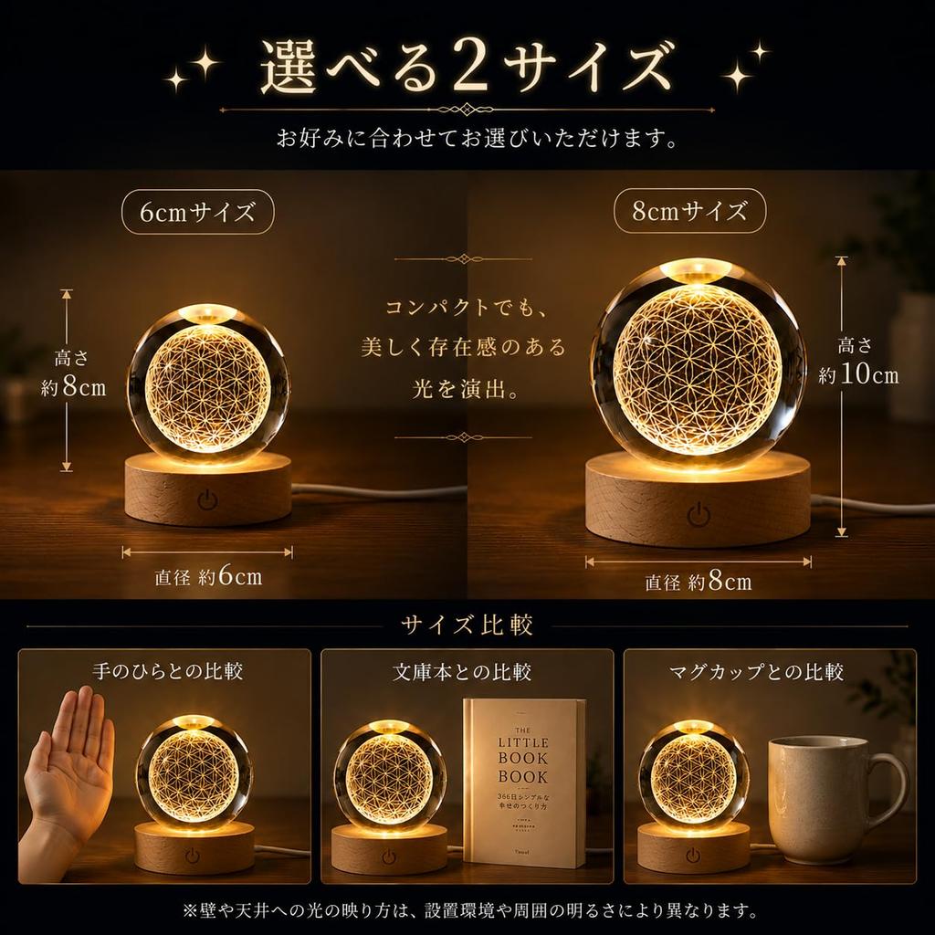 Tischlampe, Kristall-Blumenkugel, LED-Licht, Dekorationsartikel, Schlafzimmer Nachttischlampe, Indirekte Beleuchtung, Nachtlicht, Stilvoll (6cm)