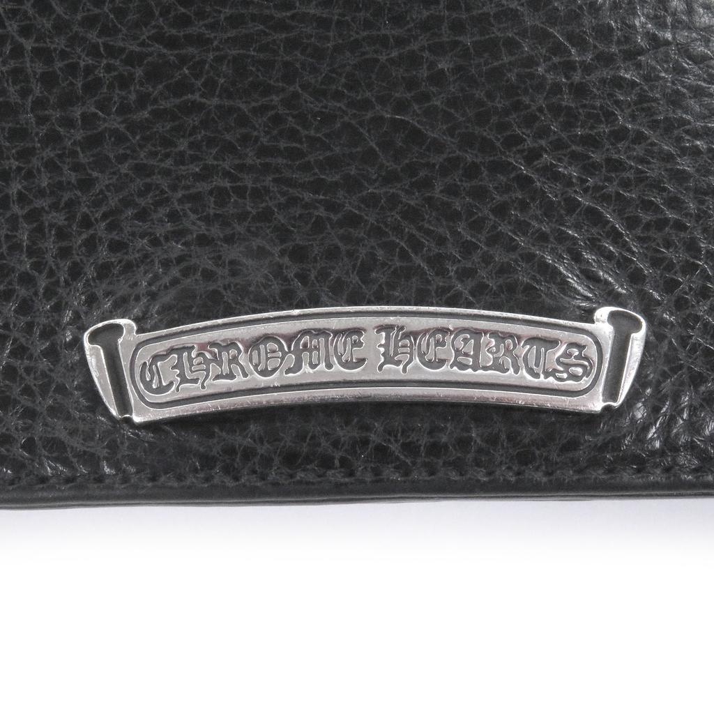 Great CHROME HEARTS Purse Single-fold wallet black leather mens Used