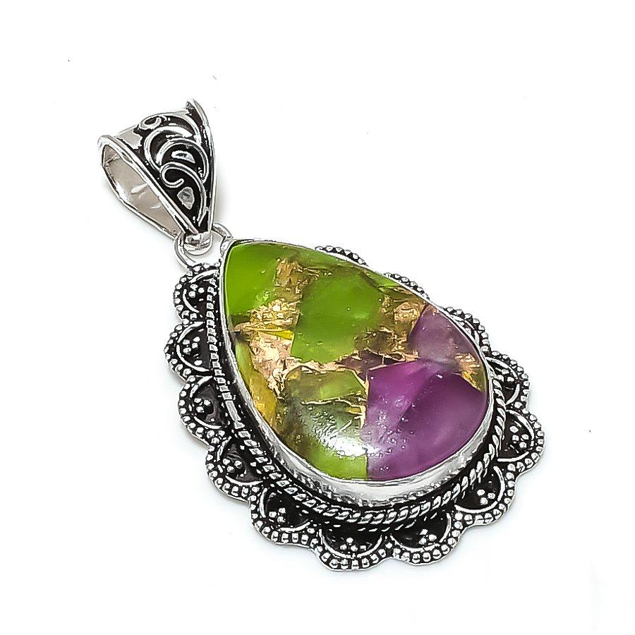 Натуральный медно-пурпурный камень Пурпурит Ювелирный кулон из стерлингового серебра 925 пробы 2,17  ETC-14001