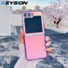KEYSION Custodia per telefono colorata con gradiente laser alla moda per Samsung Z Flip 6 5 5G Cover posteriore antiurto in TPU+PC per Galaxy Z Flip 7 FE
