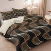 3pcs Brown Wavy Stripes Printed Quilt Set- Includes 1 Quilt Cover and 2 Pillow Cover (without Filler)