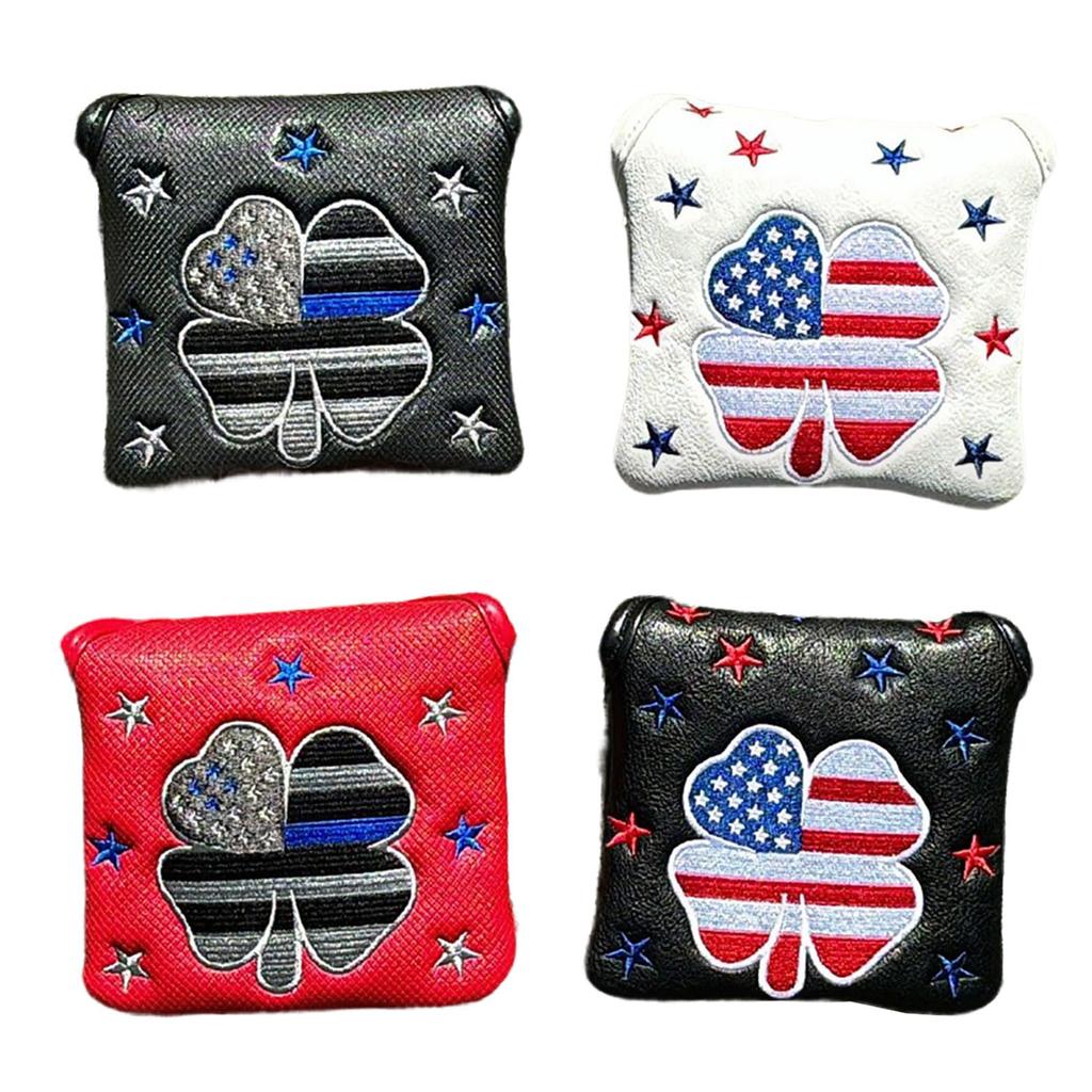 Mallet Putter Cover Magnetic Golf Cover Magnetic Type Closure Compatible with Odyssey TaylorMade Spider Putter Mallet Type Square Star & Clover