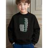 Trendy Fashion Kids American Flag And Clover Printed Crew Neck Sweatshirt for Daily Wear And Outdoor Activities