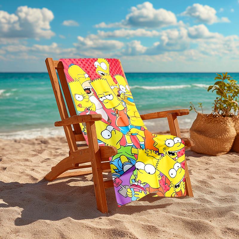 1Pc Simpsons Family Portrait Beach Towel, Quick Dry, Multi-Use for Beach Pool Gym Yoga Home Travel, Christmas, Halloween, Xmas Gift S783