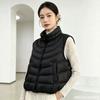 New Ribs Hooded Down Vest Fashion Pressing Line Design White Duck Down Light Vest Women's Vest Winter