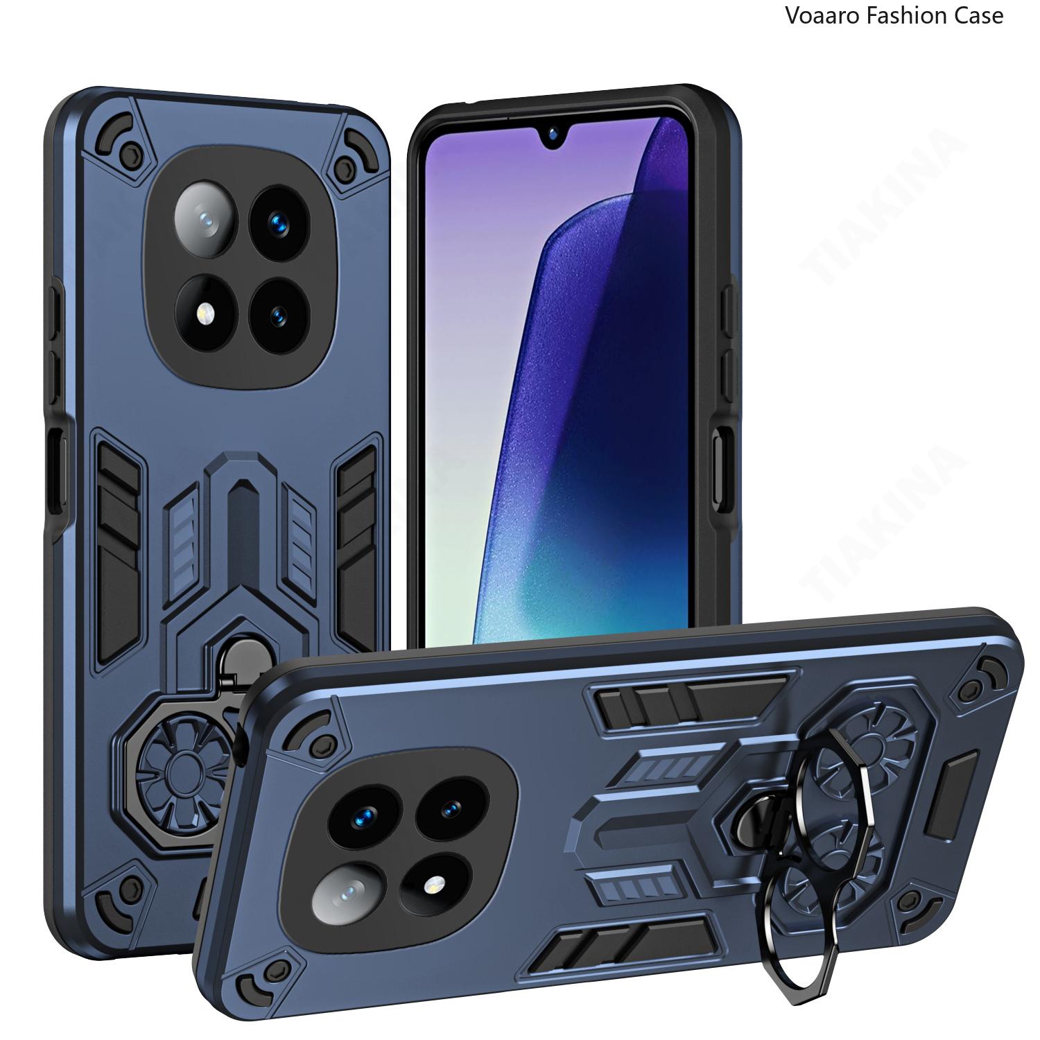 

Чехол-броня с двойным кольцом для пальца для Xiaomi Redmi Note 14 Pro Plus Чехол для POCO X7 Вращающаяся металлическая подставка-держатель for POCO X7 синий