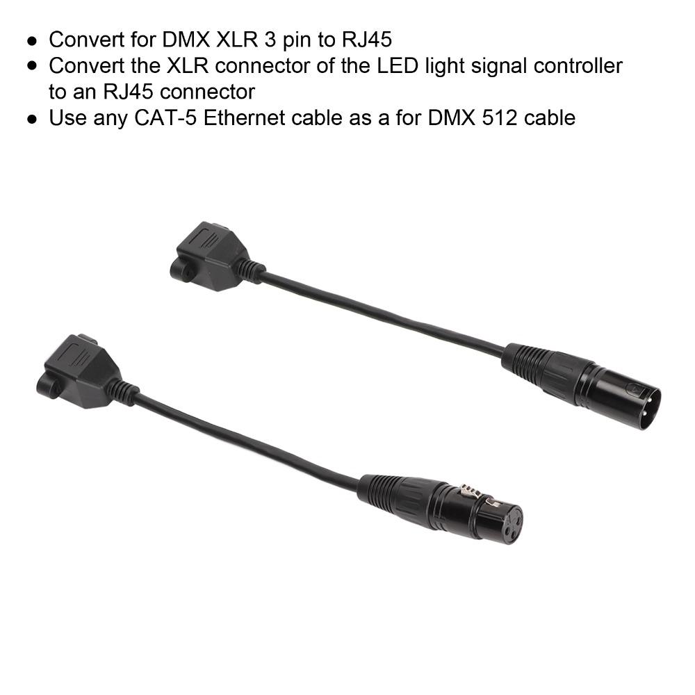 2PCS 3pin XLR3 to RJ45 Female Cable Plug and Play XLR Network Cord for LED Strip Recording Studio