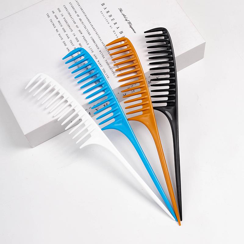 Peigne à cheveux bouclés portable à dents larges et queue pointue pour filles