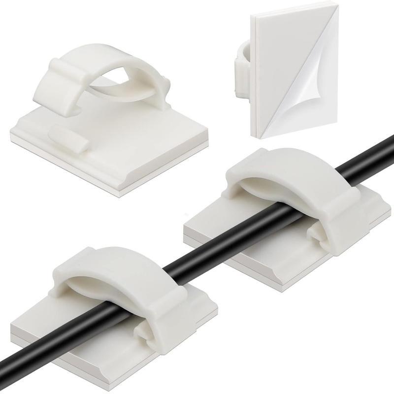 50Pcs Adhesive Cable Clips Nylon Wire Organizer Cord Management Holders Cable Mount Clamp For Home Office Desk Wiring Organizer