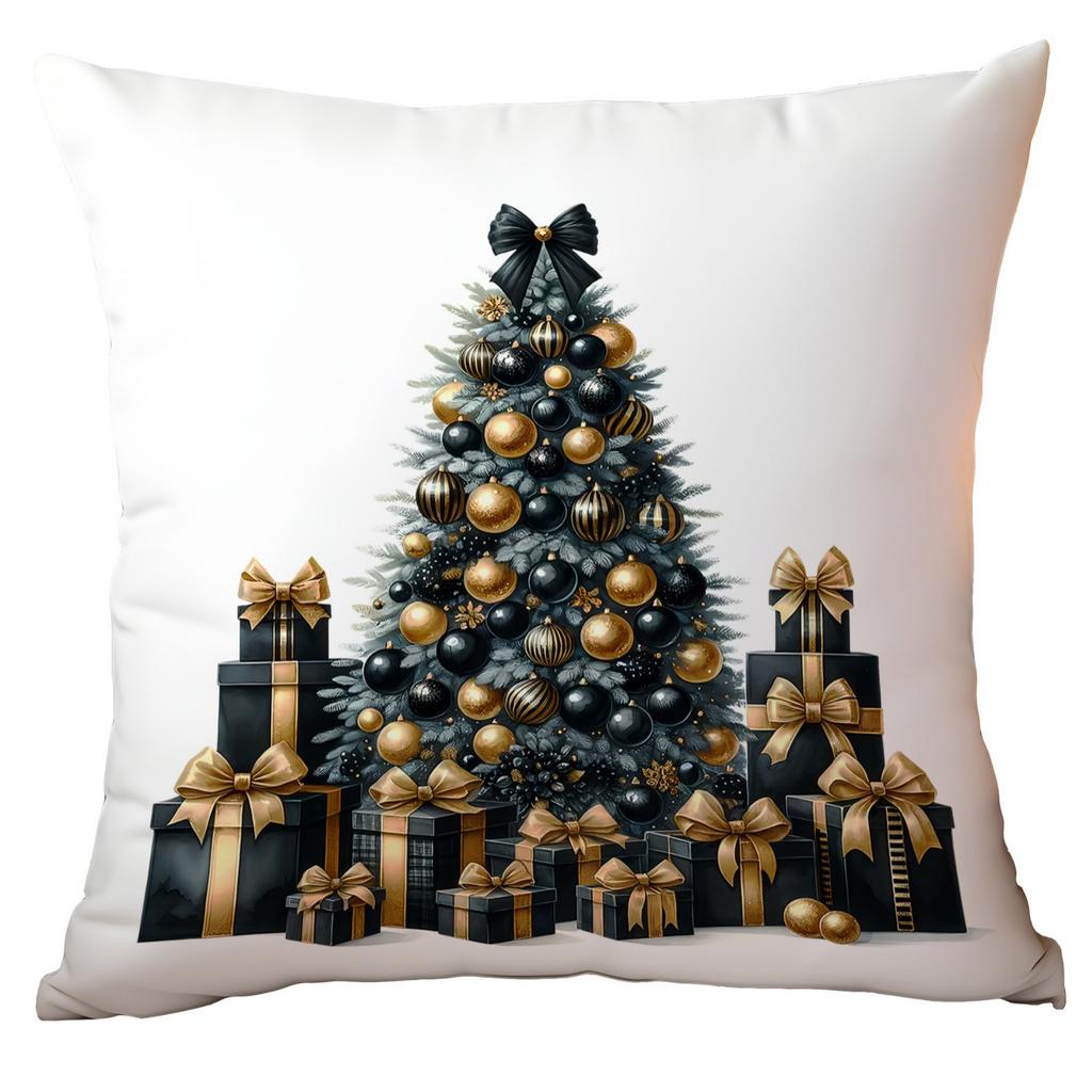 New Christmas Pillowcase High-end Light Luxury Black Gold Color Printing Home Cushion Pillowcase
