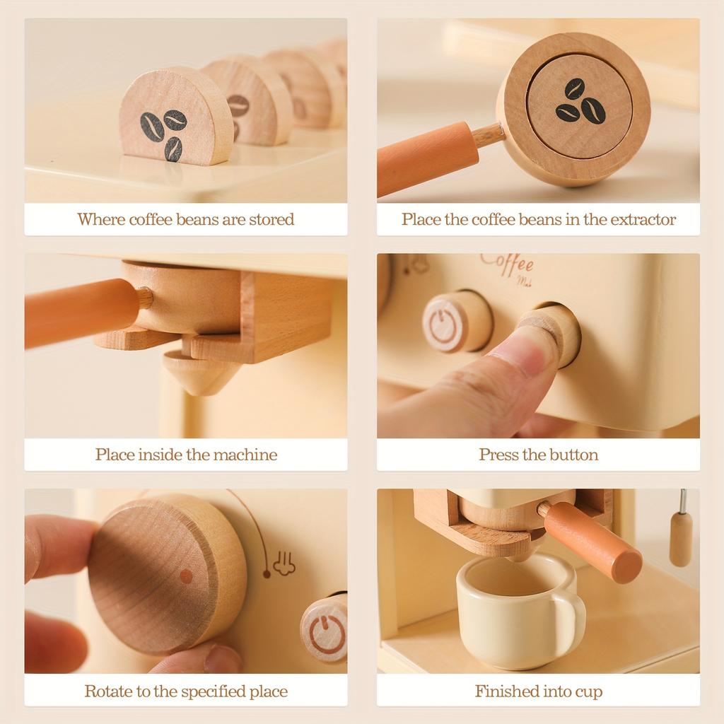 Wooden play house toys coffee machine children's role kitchen play toys educational multifunctional toys simulation dining kitchen set toys Christmas