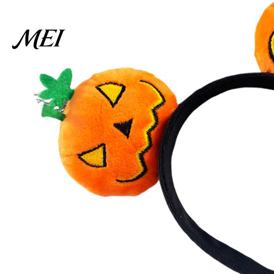 Holiday Headwear for Kids Adults Halloween Plush Pumpkin Headband, Fuzzy Orange Ghost Face Cute Headpiece Hair Accessories Women Costume Cosplay Theme