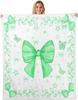 GUOYU Blanket Bow Sherpa Throw Blanket for Couch Bowknot Super Soft Cozy Fleece Dreamy Princess Style Blanket for Winter Plush Throw Pink Bow