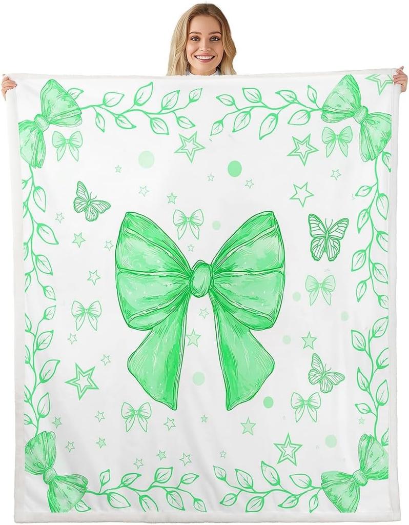 GUOYU Blanket Bow Sherpa Throw Blanket for Couch Bowknot Super Soft Cozy Fleece Dreamy Princess Style Blanket for Winter Plush Throw Pink Bow