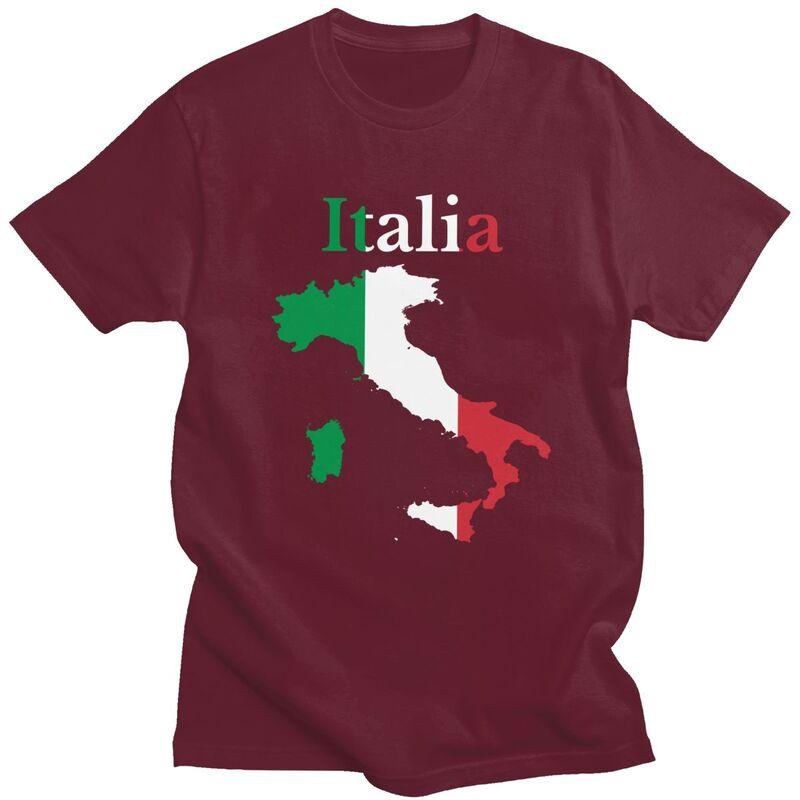 Custom Classic Italy Map Flag T Shirts Men Italian Patriotic Tshirt Streetwear Tee Tops Oversized Tshirt Merch