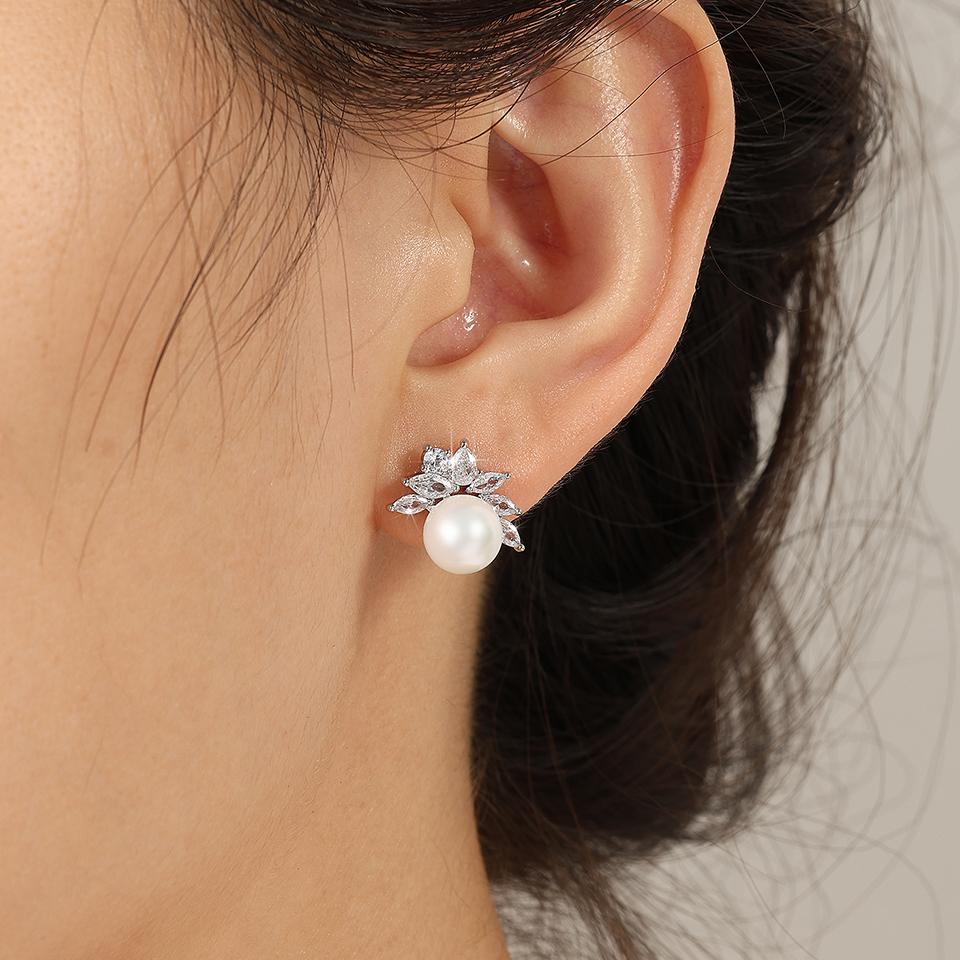 ZAKOL Exquisite Sparkling Zircon Imitation Zircon Stud Earrings for Women Girls Cute Sweet Unique Design Bridal Wedding Zircon
