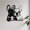 French Bulldog Pair Metal Wall Art, Adorable Statue Mural, Rust Resistant Indoor Outdoor Decor, Gift for New Year Easter Pet Lover