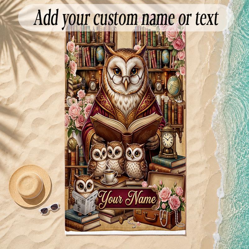Birds Theme Soft Beach Towel Personalized Custom Name Text Towel Portable for Beach Pool Travel