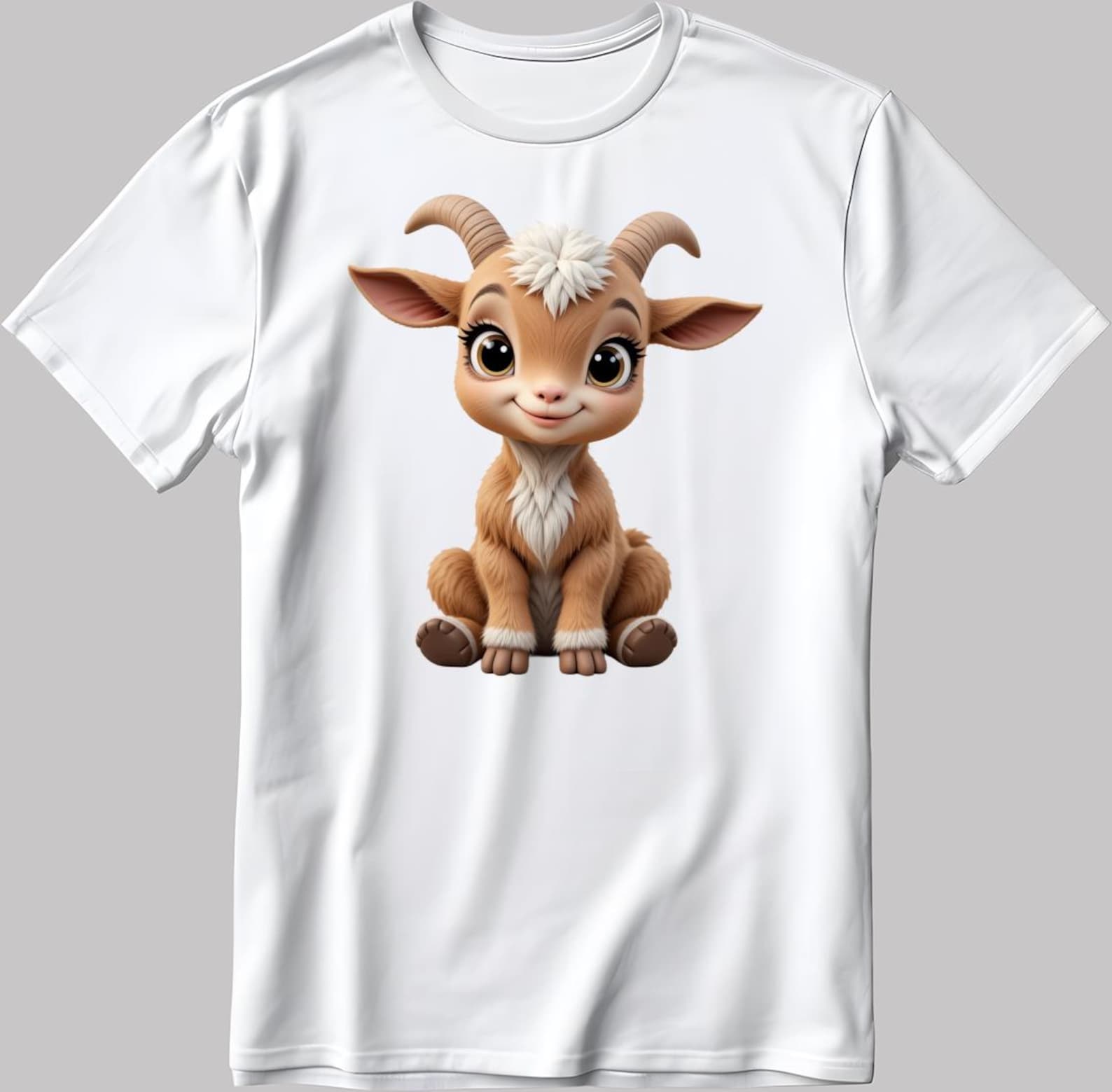 Cartoon Baby Goat T-Shirt, Unisex Animal Tee DE321 2XL