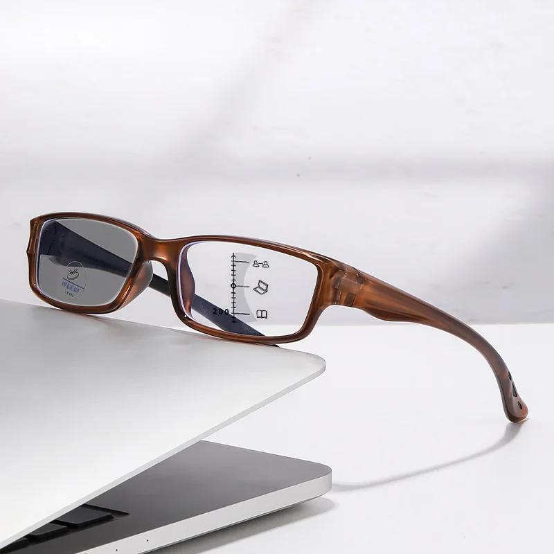 Sports Photochromic Reading Glasses for Women Men Vintage Color Changing Progressive Multifocal Presbyopia Glasses +1.5+2.5