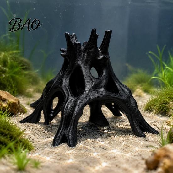 Aquarium Root Decoration 3D Printed Cave Hideout, Hollow Tree Shaped Fish Tank Decoration, Porous Structure Shrimp Breeding Shelter for Shrimp,