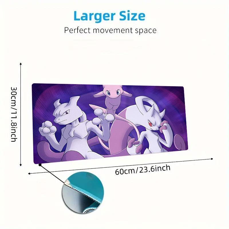 Mew Cartoon Mouse Pad, Large Gaming Desk Mat, Non-slip XXL Mousepad for Laptop & Tablet, Mini PC Playmat with Stitched Edges