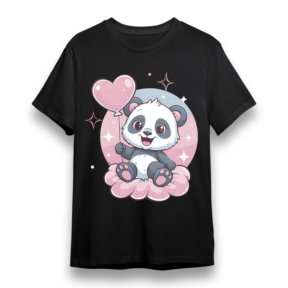 

Women s Plus Size T-shirt With Kawaii Panda Graphic Unisex Black 100% Cotton Tee 2XL