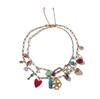 Unique Creative Design Sense Double Layer Stacking Wear a Variety of Alloy Dripping Oil Geometric Love Pendant Chain Necklace