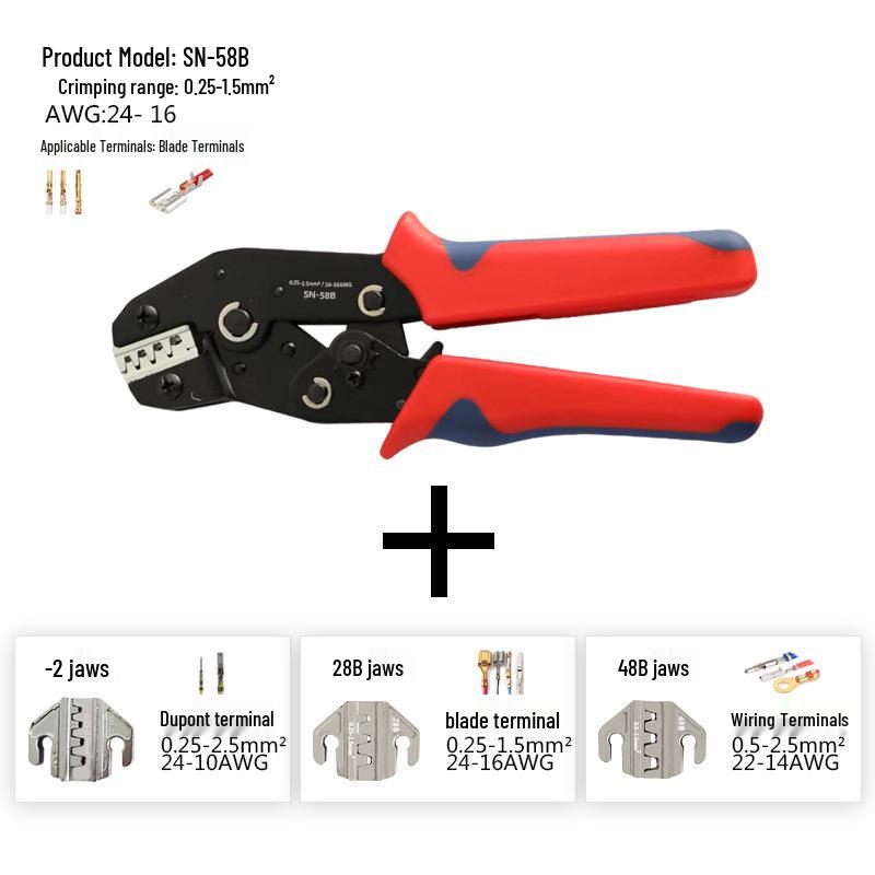 SN-58B Kit d'outil à sertir à cliquet avec plusieurs options de mâchoires