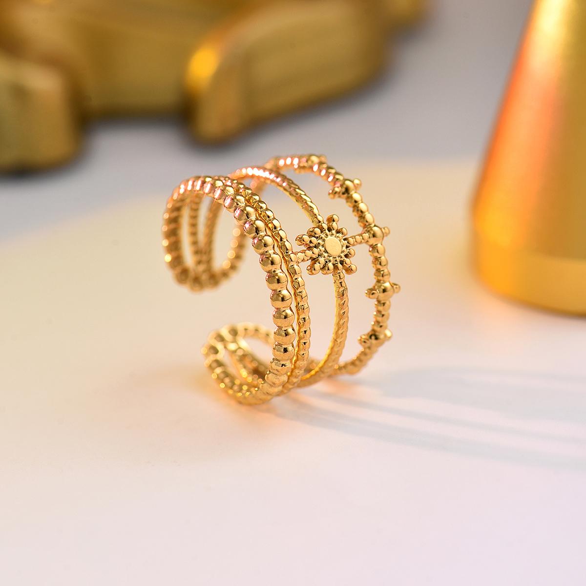 

Minimalist Dainty Beaded Woven Shaped Adjustable Stainless Steel Open Rings For Women Daily & Office Wear All Season