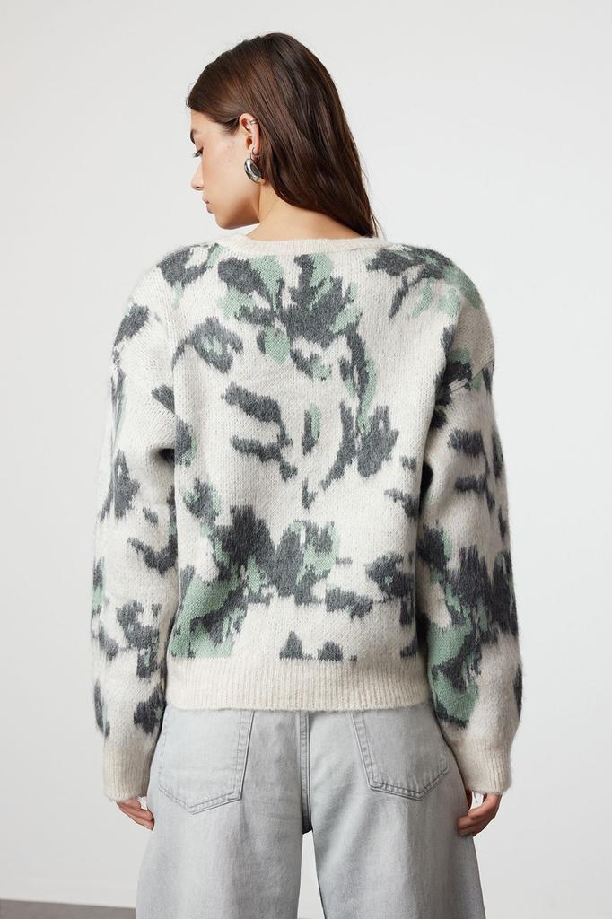 Women's Fashionable Stylish Sweater Stone Soft Textured Crew Neck Knitwear Sweater