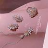 Luxurious European Baroque Gemstone Jewelry Set: Earrings, Necklace & Ring with Full Zircon Inlay for Banquets
