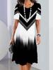 Summer Women's Round Neck Short Sleeve Printed Fashion Loose Midi Dress