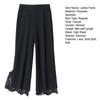 Pantaloni Corti da Donna Patchwork di Pizzo Tinta Unita Vita Alta Dritti Sottili Spacco Laterale Lunghezza a Metà Polpaccio Stile OL da Ufficio Pantaloni da Donna