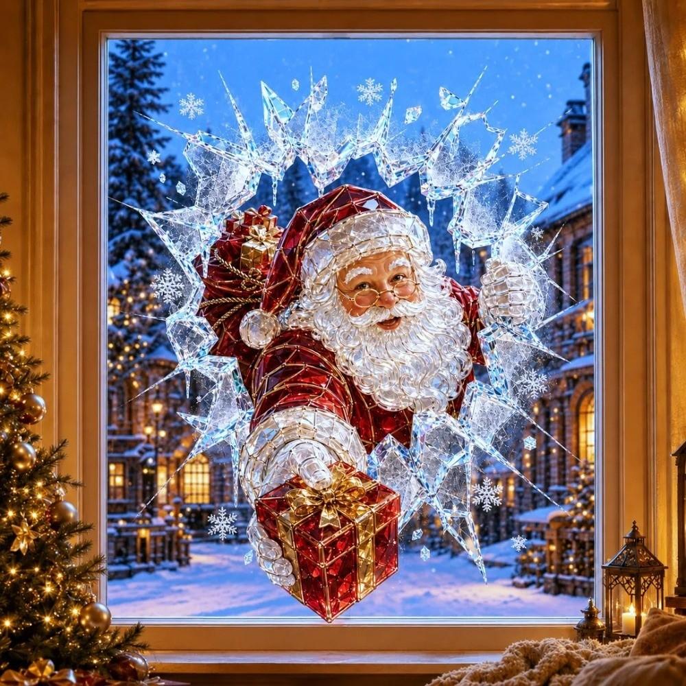 PET Window Sticker Reusable Christmas Decoration Creative Christmas Window Decals  Christmas Party