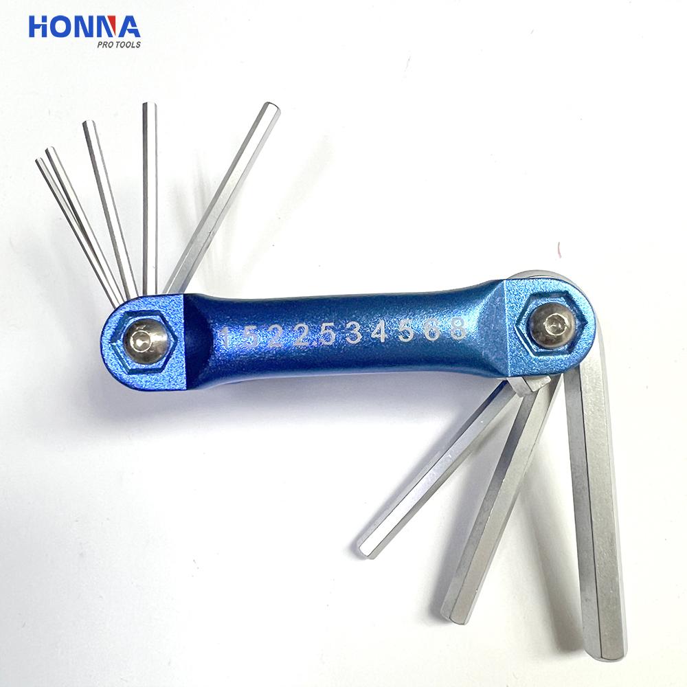Portable Mini Industrial Grade Aluminium Alloy Foldable Allen Wrench Hex Key Set for Home Bicycle Repair Tool