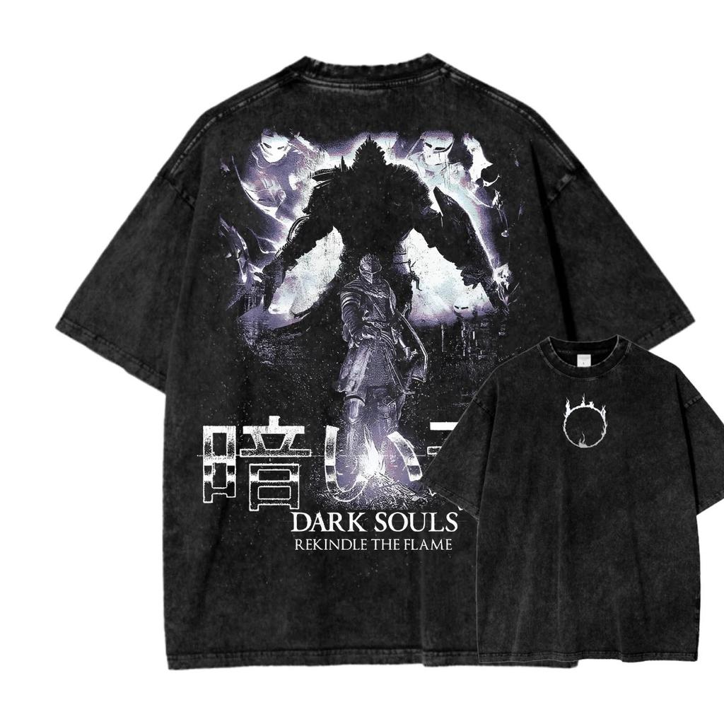 Dark Souls Anime Lover New Model Washed T-shirt Year round clothing personality Clothes Plus Size Unisex high quality Breathable