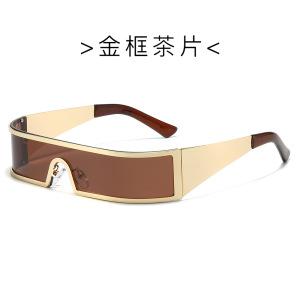 One-piece European and American ins fashion design integrated future tech narrow frame outdoor sunglasses. коричневый