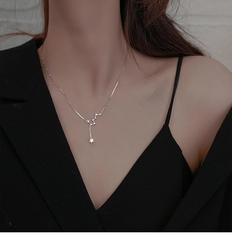 2022, Plated 925 Silver Big Dipper Necklace, Light Luxury Niche Design, Tassel Exquisite Collarbone Chain For Women