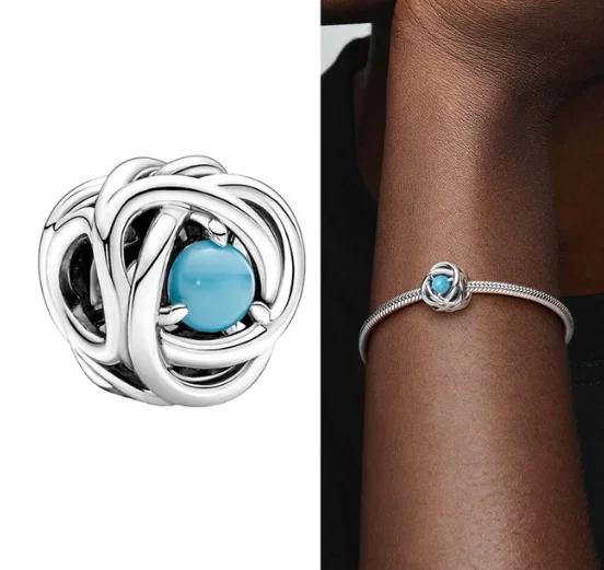 Copper Twelve Month Birthstone Heart Eternity Charms Beads Pendant Fit Original Bracelet For Women Fine Jewelry