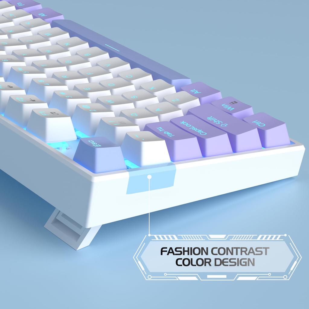 MageGee MK-Star Wired Mechanical Keyboard, Gaming, Pink, Purple, Red Switches (Purple White (Red Switches))