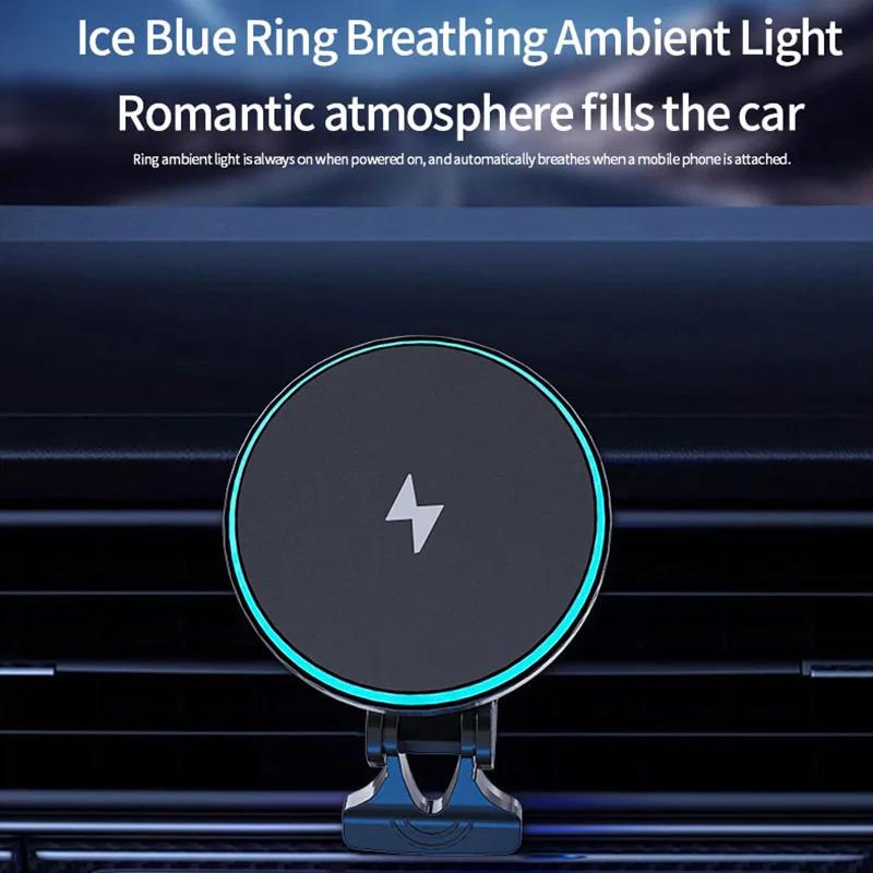 Wireless Charge Stand Air Vent Chip Phone Holder Car Fast Charging for MagSafe Charger For iPhone 17 16 15 14 13 Pro Max Samsung